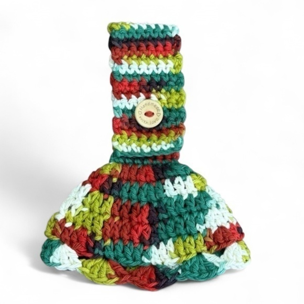Kitchen Tea Hand Towel Topper Holder Christmas Holiday Cotton Crochet by Seller